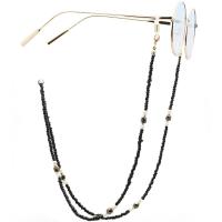 Brass Glasses Chain, with Seedbead & Hematite & Shell, plated, anti-skidding & glass pattern design & Unisex, black, 780mm 
