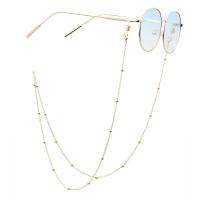 Brass Glasses Chain, real gold plated, anti-skidding & glass pattern design & Unisex, golden, 780mm 