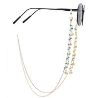 Brass Glasses Chain, with Rhinestone, plated, anti-skidding & glass pattern design & Unisex, golden, 760mm 
