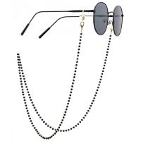 Brass Glasses Chain, with Quartz, plated, anti-skidding & glass pattern design & Unisex, black, 780mm 