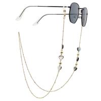 Brass Glasses Chain, with Black Shell, plated, anti-skidding & glass pattern design & Unisex, golden, 780mm 