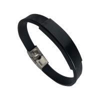 Titanium Steel Bracelet & Bangle, PU Leather, with Titanium Steel, Unisex & enamel Approx 8.26 Inch 