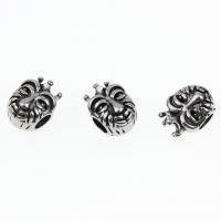 Stainless Steel European Large Hole Beads, Face, blacken, 10mm 