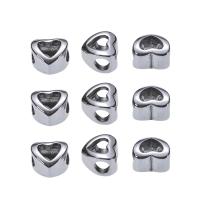 Stainless Steel Large Hole Beads, Heart, hollow & blacken 