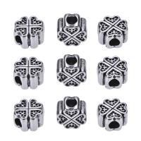 Stainless Steel European Large Hole Beads, Four Leaf Clover, blacken 