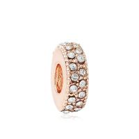 Zinc Alloy Spacer Beads, rose gold color plated, DIY & with rhinestone 