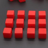 Frosted Acrylic Beads,  Square, DIY, red, 15mm Approx 3mm 