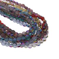 Perles rondes plates en cristal , Plat rond, Placage, différentes couleurs et motifs pour le choix & DIY, plus de couleurs à choisir, 5*6*4mm Environ 1mm, Vendu par brin