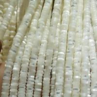 Natural White Shell Beads, Flat Round, polished, DIY, white, 6*2mm 