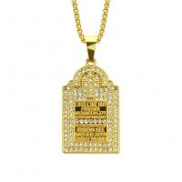 Men Necklace, Zinc Alloy, gold color plated, for man & with rhinestone Inch 