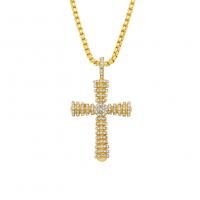 Мужчины ожерелье, цинковый сплав, Kресты, плакирован золотом, Мужский & со стразами длина:30 дюймовый, продается Strand