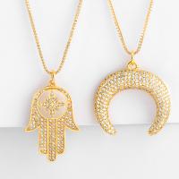 Cubic Zircon Micro Pave Brass Necklace, with Cubic Zirconia, 18K gold plated, fashion jewelry & for woman 400+50*33*23mm 
