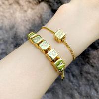 Cubic Zirconia Micro Pave Brass Bracelet, with Cubic Zirconia,  Square, 18K gold plated, fashion jewelry & for woman 265*9*9mm 