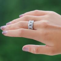 Латунь Манжеты палец кольцо, Кольцевая форма, Другое покрытие, ювелирные изделия моды & инкрустированное микро кубического циркония, серебряный, 10mm, продается PC