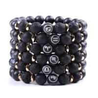 Gemstone Bracelets, Lava, plated, fashion jewelry & for woman, black, 10mm 
