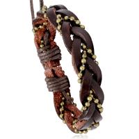 Cowhide Bracelets, Faux Leather, with Iron, plated, Adjustable & fashion jewelry & for man, 17-18CM 