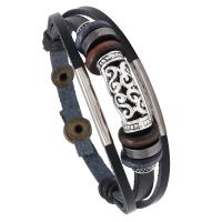 PU Leather Cord Bracelets, with Zinc Alloy, plated, fashion jewelry & Unisex, 215mm 