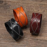 Men Bracelet, PU Leather, with Iron, plated, fashion jewelry & Unisex 