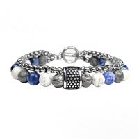 Stainless Steel Bracelet, with Sodalite, box chain & for man, 8mm Approx 8.2 Inch 