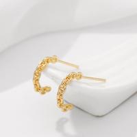 Brass Earring Stud Component, gold color plated 
