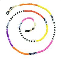 Seedbead Glasses Chain, with Shell, anti-skidding, multi-colored, 700mm .55 Inch 
