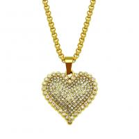 Rhinestone Zinc Alloy Necklace, fashion jewelry & with rhinestone, gold, 0.3cmX75cm 