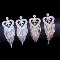 Fashion Fringe Earrings, Zinc Alloy, with Rhinestone, plated, for woman 