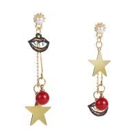 Asymmetric Earrings, Zinc Alloy, gold color plated, for woman, red 
