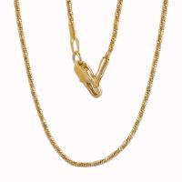 Латунь цепи ожерелье, ювелирные изделия моды, золотой, 60cm-1mm, продается Strand