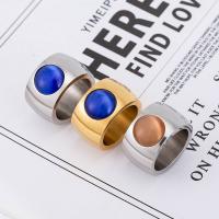 Titanium Steel Finger Ring, with Cats Eye, Donut, plated, fashion jewelry & for man 14.5*3.5mm 