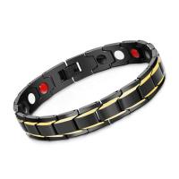 Titane bracelet en acier et bracelet, Acier titane, beignet, Placage, bijoux de mode & pour homme, noire, 12*210mm, Vendu par brin