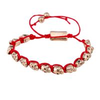 Fashion Create Wax Cord Bracelets, Zinc Alloy, with Wax Cord, Skull, plated, fashion jewelry & for woman, red, 9mm 