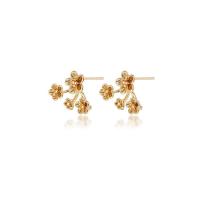 Brass Earring Stud Component, gold color plated & micro pave cubic zirconia 13mm,15mm 