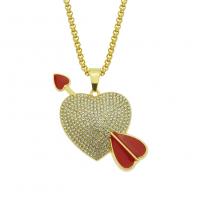 Zinc Alloy Iron Chain Necklace, with Iron, gold color plated, for man & with rhinestone, red Inch 
