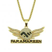 Men Necklace, Zinc Alloy, gold color plated, for man & with rhinestone, black 