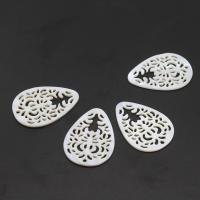 White Shell Pendants, Teardrop, natural, DIY & hollow, white, 35*25*7mm Approx 1mm 