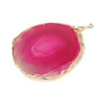 Agate Brass Pendants, with Brass, plated, DIY, rose pink, 74*69*5mm Approx 5mm 