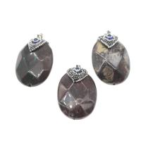 Mixed Gemstone Pendants, Synthetic Glass, Ellipse, synthetic, DIY & faceted, dark brown, 41*30*12mm Approx 5mm 