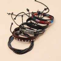 PU Leather Cord Bracelets, with Zinc Alloy, plated, 5 pieces & fashion jewelry & Unisex, 60mm 