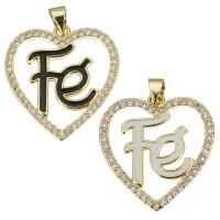 Cubic Zirconia Micro Pave Brass Pendant, Heart, plated, fashion jewelry & DIY & for woman & with cubic zirconia Approx 3.5mm 