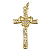 Cubic Zirconia Micro Pave Brass Pendant, Cross, plated, fashion jewelry & DIY & for woman & with cubic zirconia Approx 3.5mm 