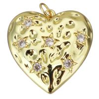 Cubic Zirconia Micro Pave Brass Pendant, Heart, plated, fashion jewelry & DIY & for woman & with cubic zirconia, golden Approx 3mm 