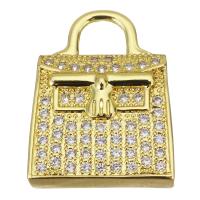 Cubique Pendentif en laiton zircon pavent, sac à main, Placage, bijoux de mode & DIY & pour femme & avec zircone cubique, doré Environ Vendu par PC