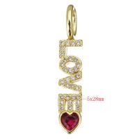 Cubic Zirconia Micro Pave Brass Pendant, Alphabet Letter, plated, fashion jewelry & DIY & for woman & with cubic zirconia Approx [