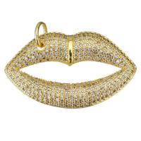 Cubique Pendentif en laiton zircon pavent, lèvre, Placage, bijoux de mode & DIY & pour femme & avec zircone cubique, doré Environ 5mm, Vendu par PC