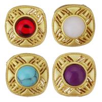 Brass Spacer Beads, with Gemstone, gold color plated Approx 1.5mm 