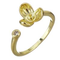 Ajuste del anillo de cobre amarillo por mayor, metal, chapado en color dorado, Ajustable & micro arcilla de zirconia cúbica, 8mm,0.5mm,7x6mm, tamaño:6, Vendido por UD