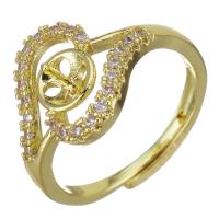Ajuste del anillo de cobre amarillo por mayor, metal, chapado en color dorado, Ajustable & micro arcilla de zirconia cúbica, 13mm,1mm,5mm, tamaño:7, Vendido por UD