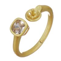 Großhandel Messing Ring Einstellung, goldfarben plattiert, Einstellbar & Micro pave Zirkonia, 5mm,1mm,4mm, Größe:4, verkauft von PC