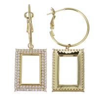 Brass Drop Earring, with Plastic Pearl, gold color plated, Adjustable & micro pave cubic zirconia, 51mm 